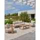 Salon bas de jardin DAVAO 5 places en aluminium imitation bois - ECRU