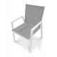 Fauteuil de jardin empilable FLORIDE en textilène taupe et aluminium - BLANC