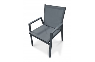 Fauteuil de jardin empilable FLORIDE en textilène et aluminium - GRIS ANTHRACITE