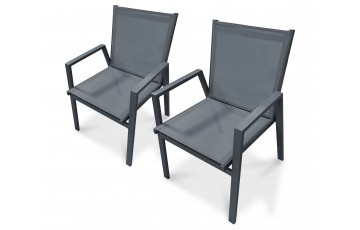 Lot composé de 2 fauteuils de jardin FLORIDE-FT-GRISANTH empilables