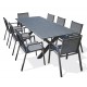 Lot composé d'une table de jardin FLORIDE-TB240-ALU-AN avec rallonge et de 8 fauteuils FLORIDE-FT-GRISANTH empilables