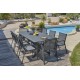 Lot composé d'une table de jardin FLORIDE-TB240-ALU-AN avec rallonge et de 8 fauteuils FLORIDE-FT-GRISANTH empilables