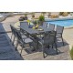 Lot composé d'une table de jardin FLORIDE-TB240-ALU-AN avec rallonge et de 8 fauteuils FLORIDE-FT-GRISANTH empilables