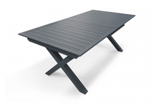 Table de jardin FLORIDE (180/240x100 cm) en aluminium avec rallonge automatique - GRIS ANTHRACITE