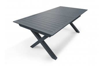 Table de jardin FLORIDE (180/240x100 cm) en aluminium avec rallonge automatique - GRIS ANTHRACITE