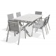 Lot composé d'une table de jardin FLORIDE-TB240-ALU-B avec rallonge et de 6 fauteuils FLORIDE-FT-BLANC empilables
