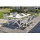 Lot composé d'une table de jardin FLORIDE-TB240-ALU-B avec rallonge et de 6 fauteuils FLORIDE-FT-BLANC empilables