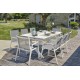 Lot composé d'une table de jardin FLORIDE-TB240-ALU-B avec rallonge et de 8 fauteuils FLORIDE-FT-BLANC empilables