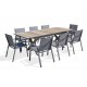 Lot composé d'une table de jardin FLORIDE-TB240-HPL-AW avec rallonge et de 8 fauteuils FLORIDE-FT-GRISANTH empilables