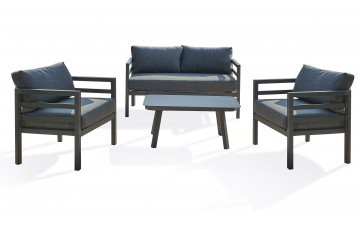 Salon bas de jardin LISBONNE 4 places en aluminium - GRIS ANTHRACITE