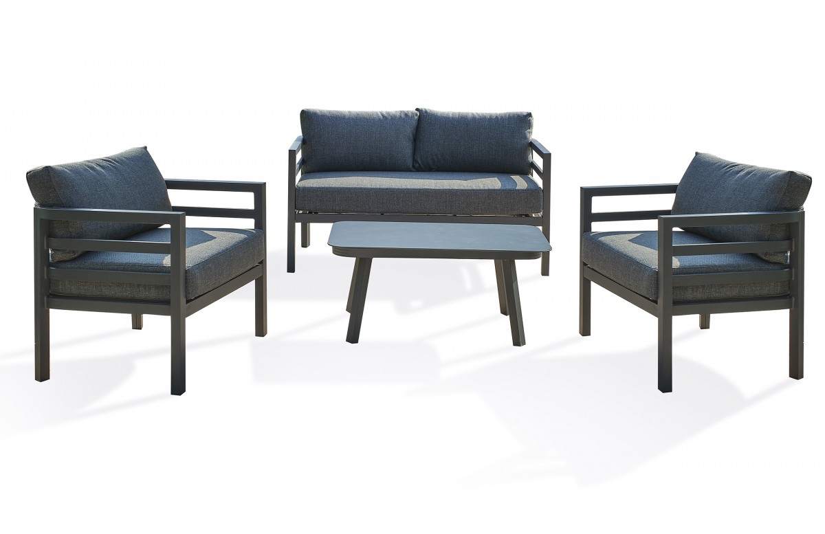 Salon bas de jardin LISBONNE 4 places en aluminium - GRIS ANTHRACITE