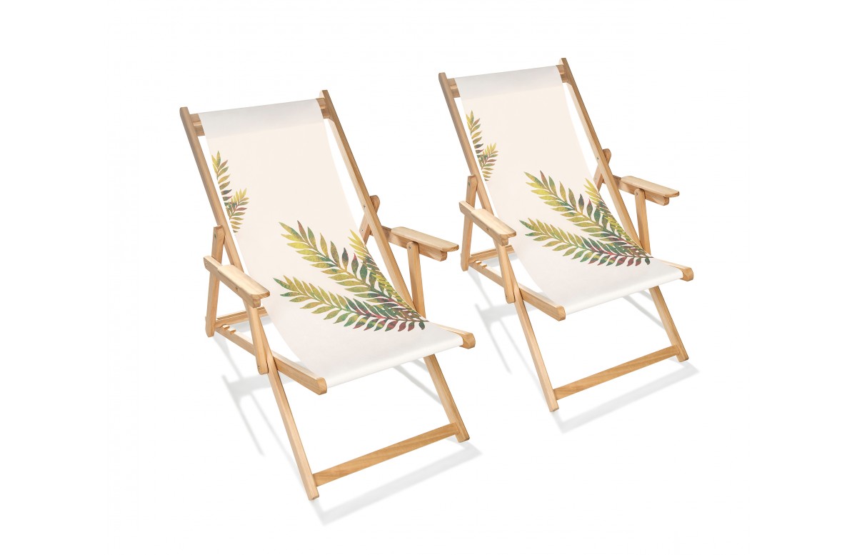 Lot composé de 2 chiliennes de jardin pliantes LONA-CHIL-FEUILLE
