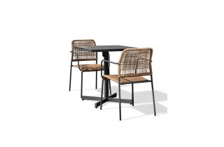 Lot composé d'une table de jardin LOUISE-TB70-A-ANTH pliante et de 2 fauteuils MARCEAU-FT-ANTH