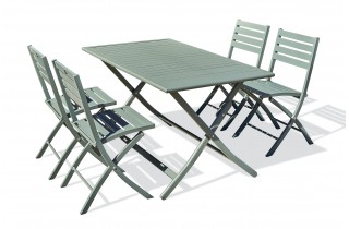 Lot composé d'une table de jardin pliante MARIUS-TB140-KAKI et de 4 chaises MARIUS-CP-KAKI pliantes