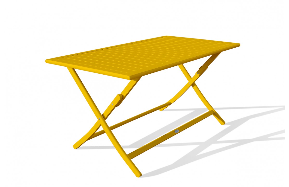 Table de jardin pliante MARIUS (140x80 cm) en aluminium - MOUTARDE