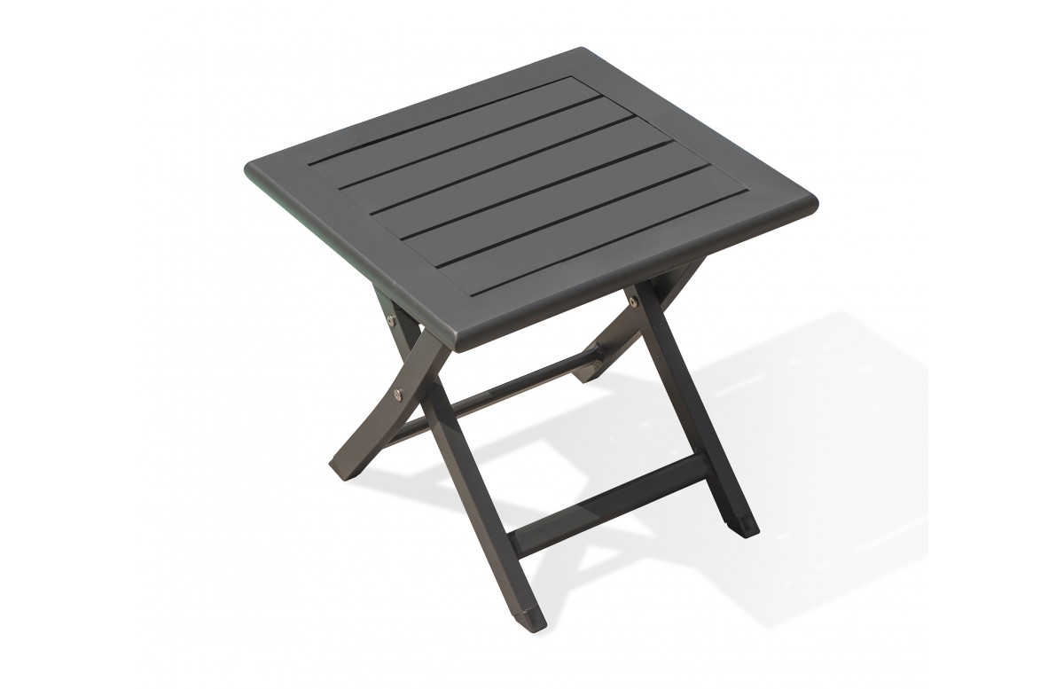 Table basse de jardin pliante MARIUS (43x43 cm) en aluminium - GRIS ANTHRACITE