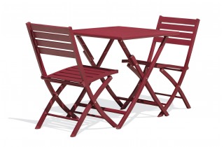 Lot composé d'une table de jardin MARIUS-TB70-CARMIN pliante et de 2 chaises MARIUS-CP-CARMIN pliantes