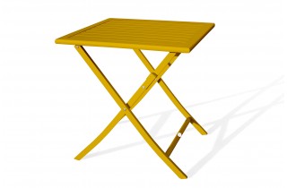 Guéridon de jardin pliant MARIUS (70x70 cm) en aluminium - MOUTARDE