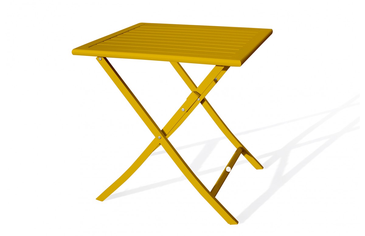 Guéridon de jardin pliant MARIUS (70x70 cm) en aluminium - MOUTARDE