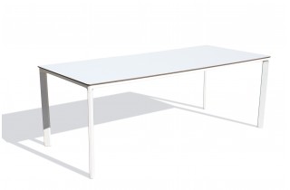 Table de jardin MEET (200x90 cm) en aluminium laqué et peinture Epoxy - BLANC