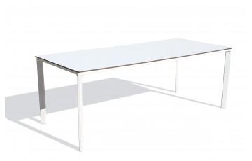 Table de jardin MEET (200x90 cm) en aluminium laqué et peinture Epoxy - BLANC