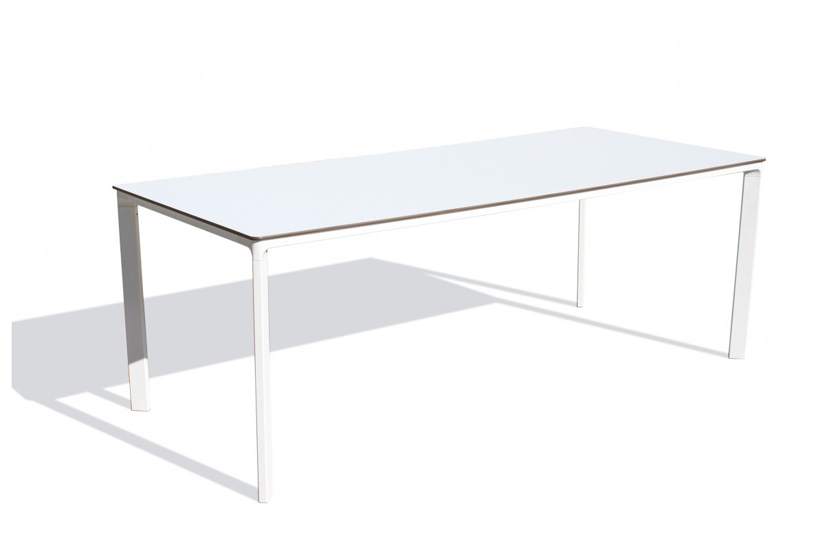 Table de jardin MEET (200x90 cm) en aluminium laqué et peinture Epoxy - BLANC