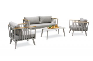 Salon bas de jardin NAPOLI 5 places en aluminium - GRIS