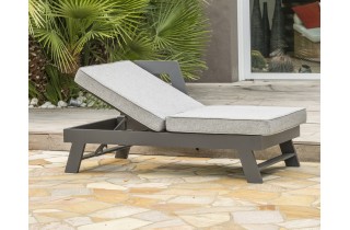 Salon de jardin d'angle NEWYORK 5/6 places en aluminium - GRIS ANTHRACITE
