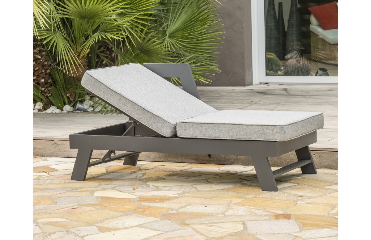 Salon de jardin d'angle NEWYORK 5/6 places en aluminium - GRIS ANTHRACITE
