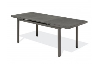 Table de jardin DANIA (160/210x90 cm) en aluminium et spraystone avec rallonge automatique - GRIS ANTHRACITE