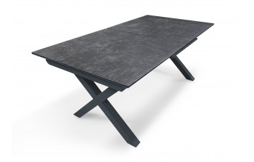 Table de jardin FLORIDE (180/240x100 cm) en aluminium et plateau en céramique avec rallonge automatique - GRIS ANTHRACITE