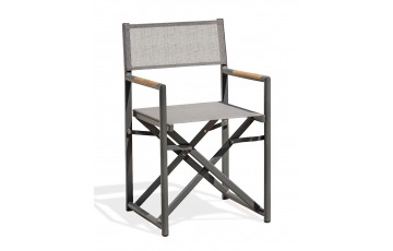 Fauteuil de jardin pliant HONFLEUR en aluminium et textilène - GRIS ANTHRACITE