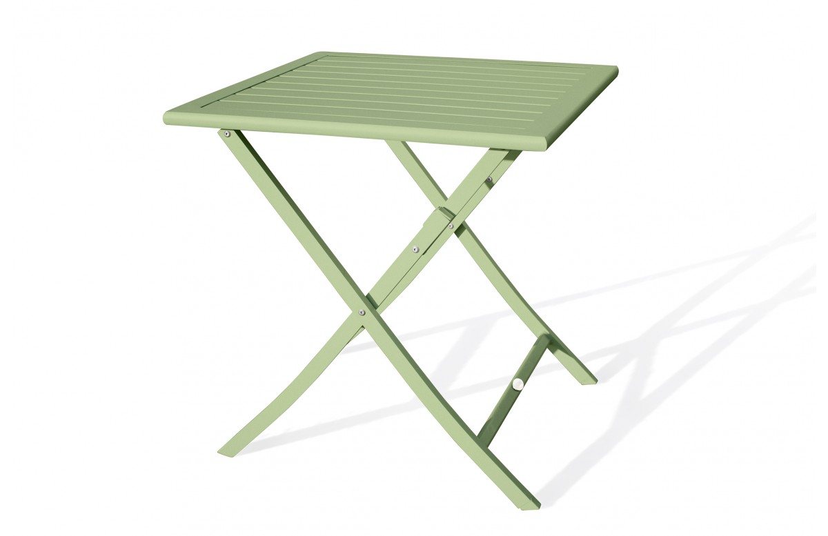 Guéridon de jardin pliant MARIUS (70x70 cm) en aluminium - VERT LAGUNE