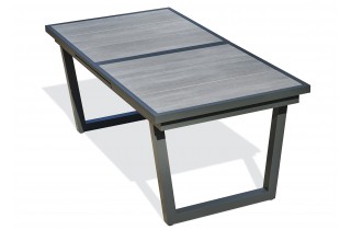 Table de jardin OLHOS (191/251x95 cm) avec rallonge automatique en aluminium et céramique - GRIS ANTHRACITE