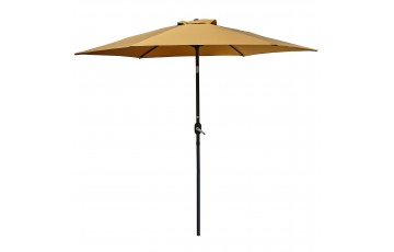 Parasol MARBELLA (diam. 2,7 m) à manivelle en aluminium gris anthracite et polyester - MOUTARDE