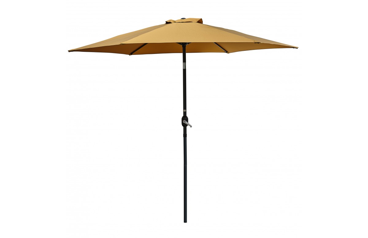 Parasol MARBELLA (diam. 2,7 m) à manivelle en aluminium gris anthracite et polyester - MOUTARDE