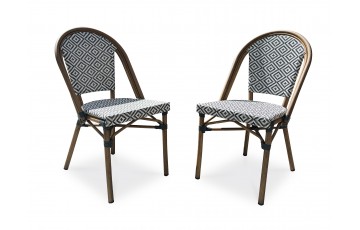 Lot composé de 2 fauteuils de jardin BISTRO-FT-TEX-BLEU empilables