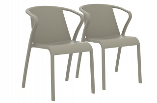 Lot composé de 2 fauteuils de jardin FADO-FT-TAUPE empilables