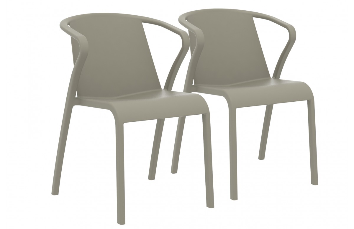 Lot composé de 2 fauteuils de jardin FADO-FT-TAUPE empilables