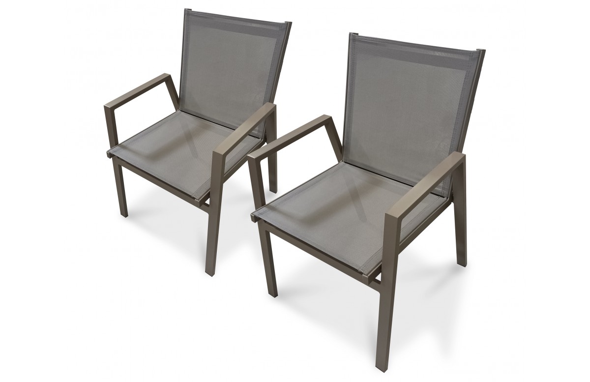 Lot composé de 2 fauteuils de jardin FLORIDE-FT-QUARTZ empilables