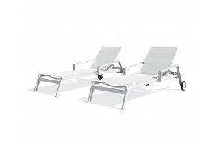 Lot composé de 2 bains de soleil multi-positions IBIZA-CL-BLANC