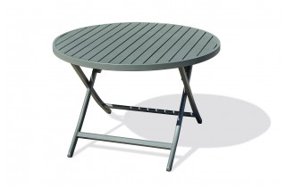 Table de jardin pliante MARIUS (diam. 110 cm) en aluminium - VERT KAKI