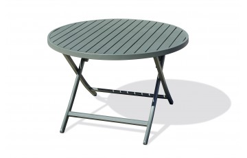 Table de jardin pliante MARIUS (diam. 110 cm) en aluminium - VERT KAKI