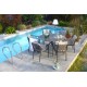 Lot composé d'une table de jardin ronde PILAT-TB129 et de 6 fauteuils PILAT-FT empilables