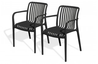 Lot composé de 2 fauteuils de jardin TIAGO-FT-NOIR empilables