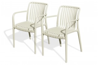 Lot composé de 2 fauteuils de jardin TIAGO-FT-SABLE empilables