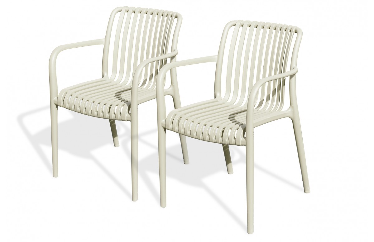Lot composé de 2 fauteuils de jardin TIAGO-FT-SABLE empilables
