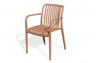 Fauteuil de jardin empilable TIAGO en polypropylène - TERRACOTTA
