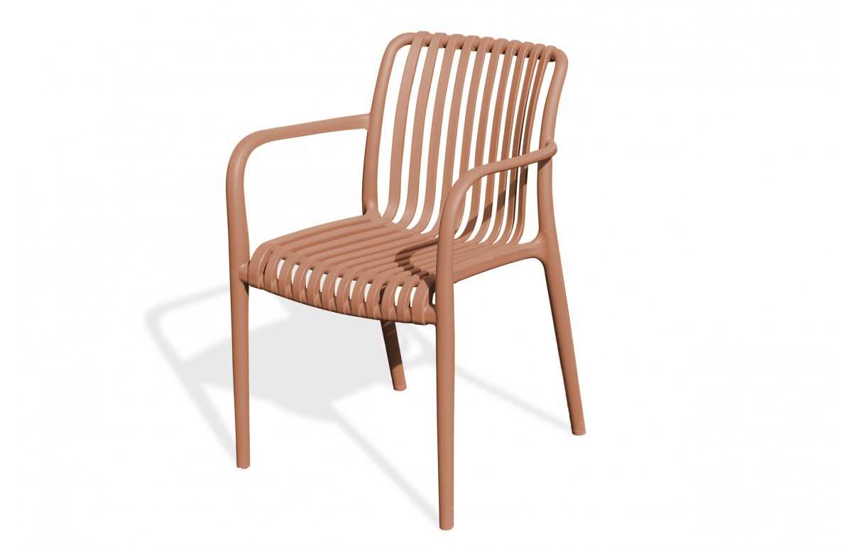 Fauteuil de jardin empilable TIAGO en polypropylène - TERRACOTTA