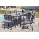 Lot composé d'un table de jardin TOLEDE-TB300-NOIR avec rallonge et de 8 fauteuils TOLEDE-FT empilables